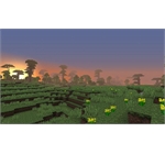 Minecraft 2 - Sunset across a minecraft landscape