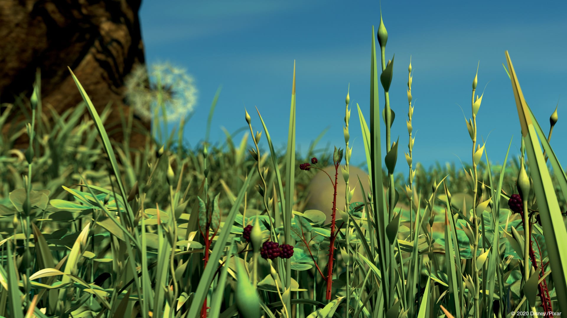 A Bugs Life - Garden view for an insect in Disney Pixar movie A Bugs Life