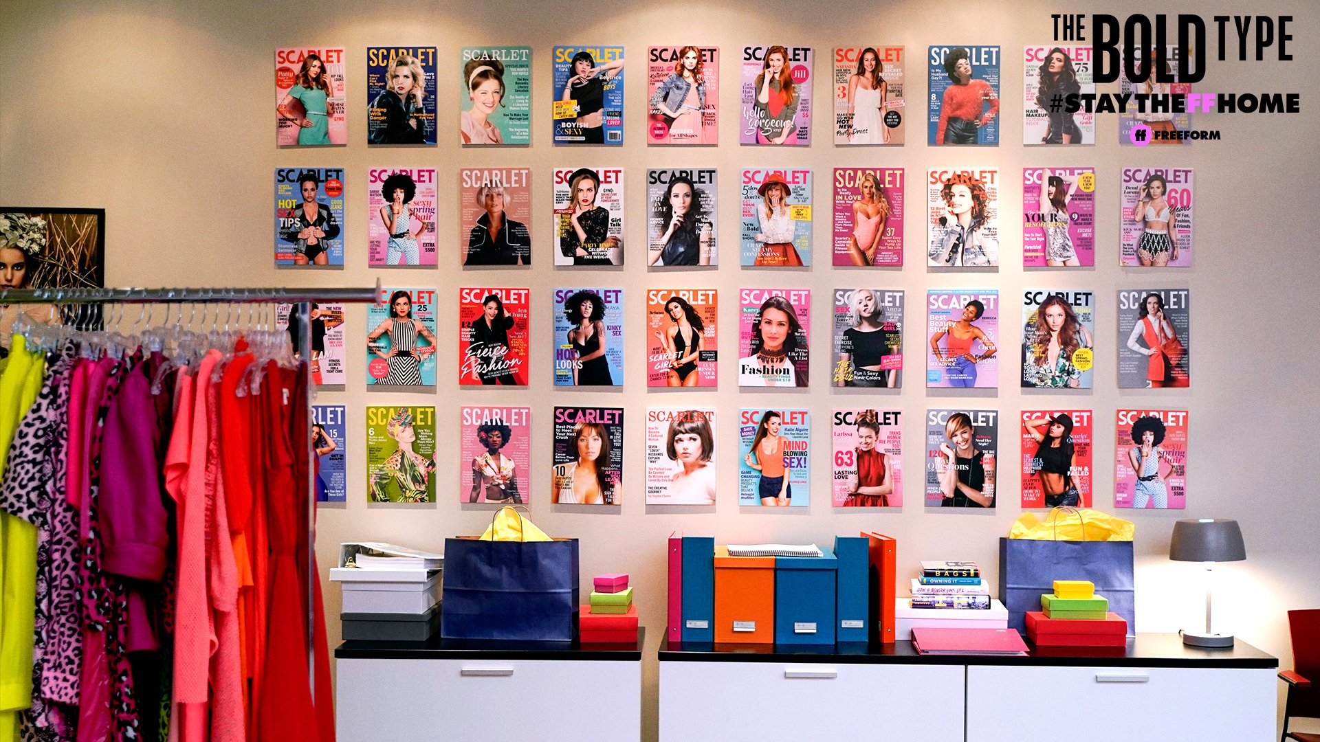 The Bold Type 4 - Wall of magazine covers